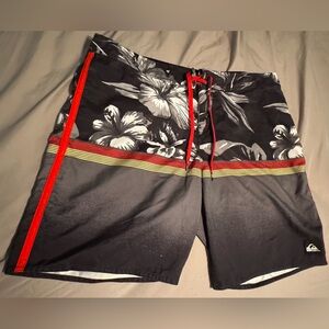 Quiksilver Black and Red Board Shorts